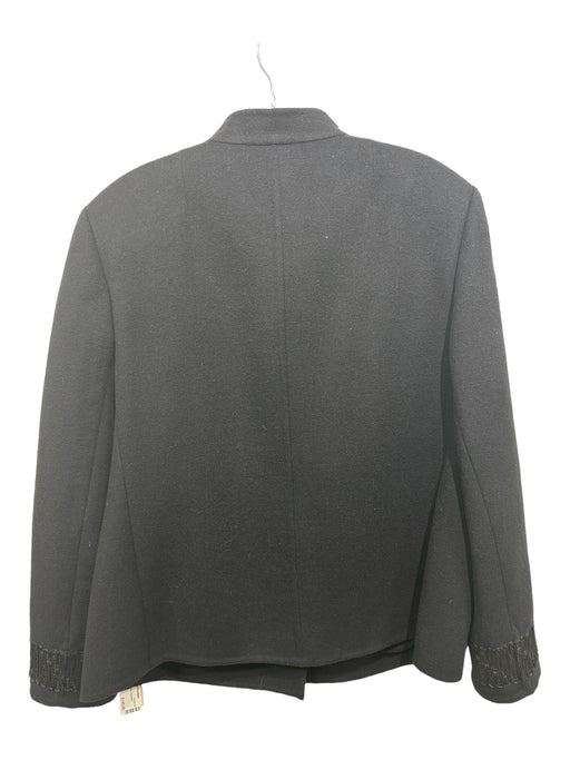 Akris Size 14 Black Wool Snap Button Applique Jacket Black / 14