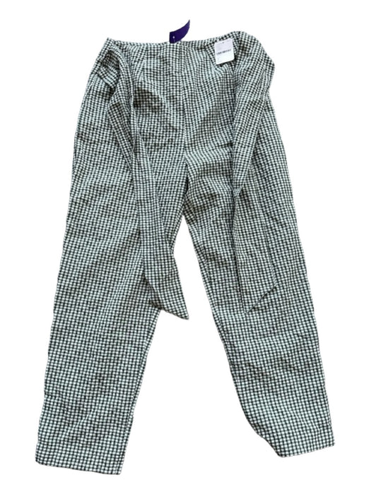 Free People Size 2 Green & White Polyester Blend Front Tie Checkered Pants Green & White / 2