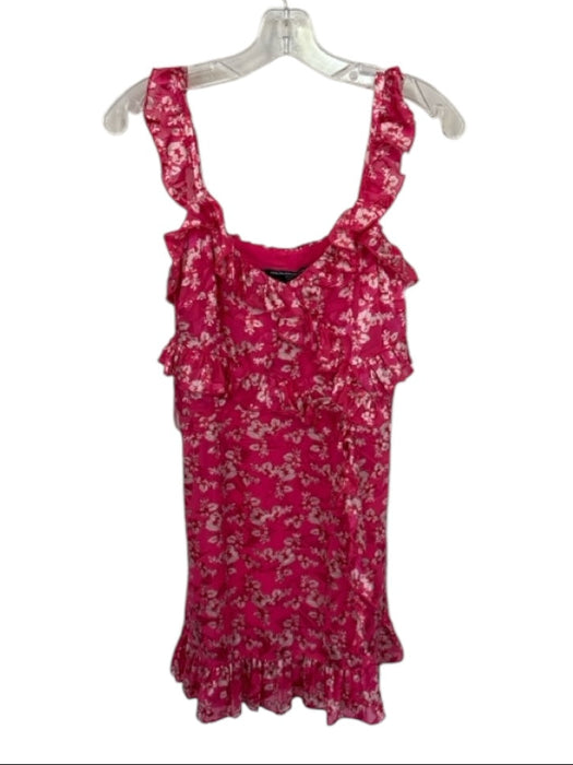 French Connection Size 6 Pink & White Viscose Blend Sleeveless Flowers Dress Pink & White / 6
