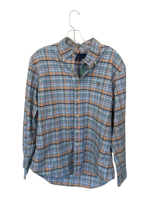 Ralph Lauren Size L Blue & Orange Cotton Plaid Button Down Collar Men's Shirt Blue & Orange / L