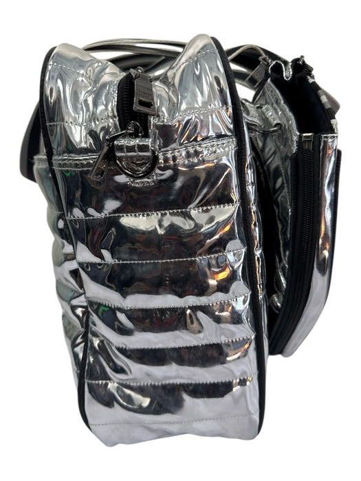Think Royln Silver & Black Polyester Metallic Quilted Shoulder Strap Inc. Bag Silver & Black