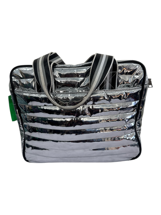 Think Royln Silver & Black Polyester Metallic Quilted Shoulder Strap Inc. Bag Silver & Black