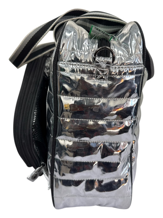 Think Royln Silver & Black Polyester Metallic Quilted Shoulder Strap Inc. Bag Silver & Black