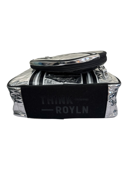 Think Royln Silver & Black Polyester Metallic Quilted Shoulder Strap Inc. Bag Silver & Black