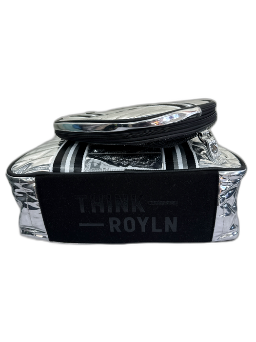 Think Royln Silver & Black Polyester Metallic Quilted Shoulder Strap Inc. Bag Silver & Black