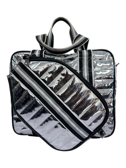 Think Royln Silver & Black Polyester Metallic Quilted Shoulder Strap Inc. Bag Silver & Black