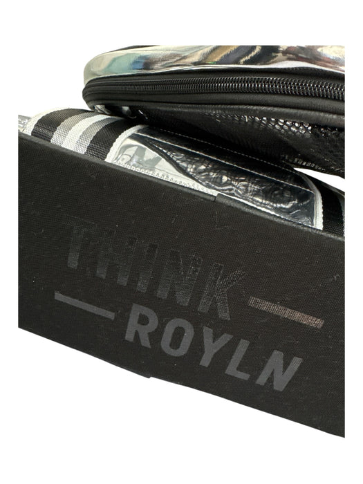 Think Royln Silver & Black Polyester Metallic Quilted Shoulder Strap Inc. Bag Silver & Black