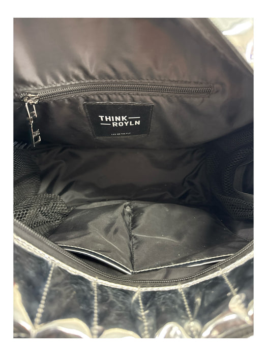 Think Royln Silver & Black Polyester Metallic Quilted Shoulder Strap Inc. Bag Silver & Black