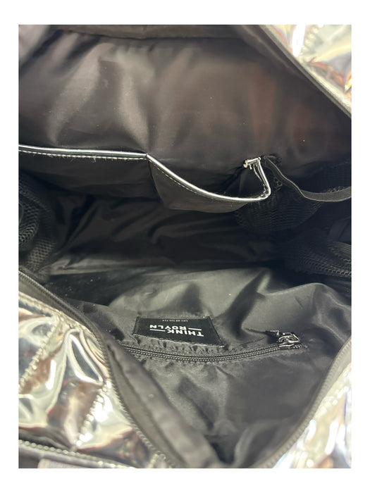 Think Royln Silver & Black Polyester Metallic Quilted Shoulder Strap Inc. Bag Silver & Black