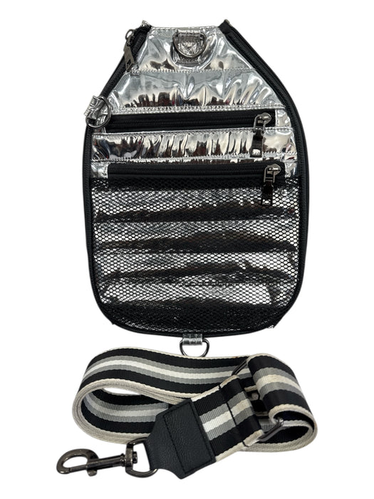 Think Royln Silver & Black Polyester Metallic Quilted Shoulder Strap Inc. Bag Silver & Black