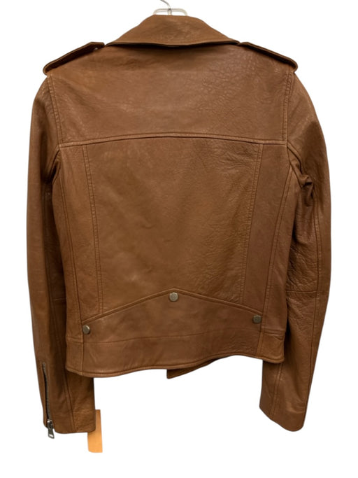 Bagatelle Size XS Brown Leather Long Sleeve Zip Front Moto Jacket Brown / XS