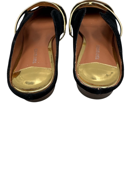 Tony Bianco Shoe Size 8 Black & Gold Synthetic Pointed Toe Metallic Velvet Flats Black & Gold / 8