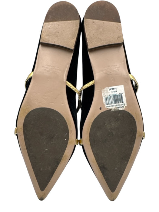 Tony Bianco Shoe Size 8 Black & Gold Synthetic Pointed Toe Metallic Velvet Flats Black & Gold / 8
