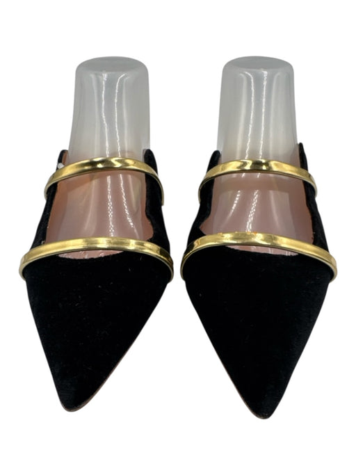 Tony Bianco Shoe Size 8 Black & Gold Synthetic Pointed Toe Metallic Velvet Flats Black & Gold / 8