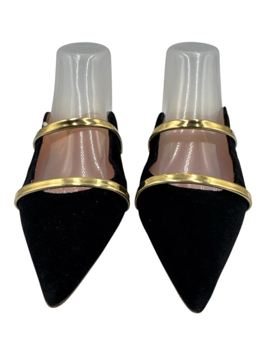 Tony Bianco Shoe Size 8 Black & Gold Synthetic Pointed Toe Metallic Velvet Flats Black & Gold / 8