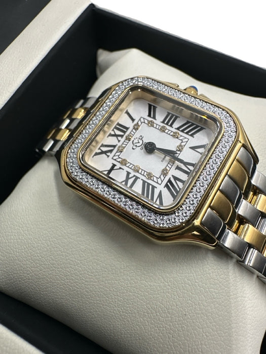 Gevril Silver & Gold Stainless steel Square Dial sapphire crystal Watches Silver & Gold