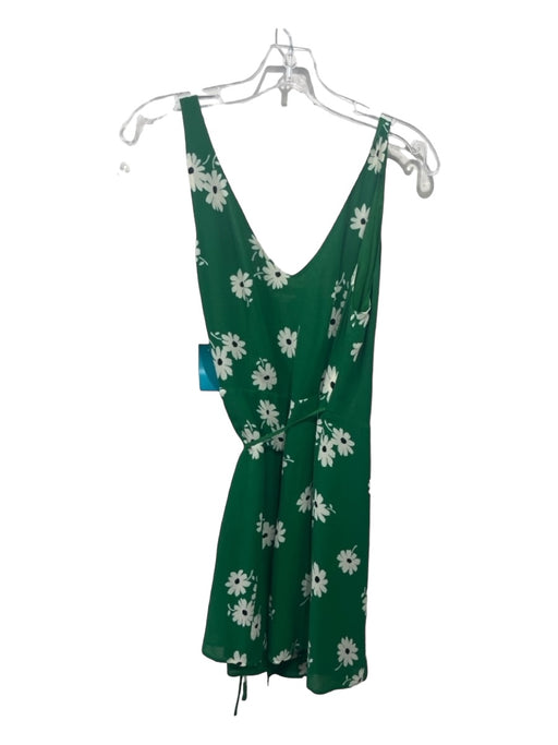 Reformation Size S Green & White Viscose Floral Wrap Sleeveless Above Knee Dress Green & White / S