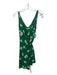 Reformation Size S Green & White Viscose Floral Wrap Sleeveless Above Knee Dress Green & White / S