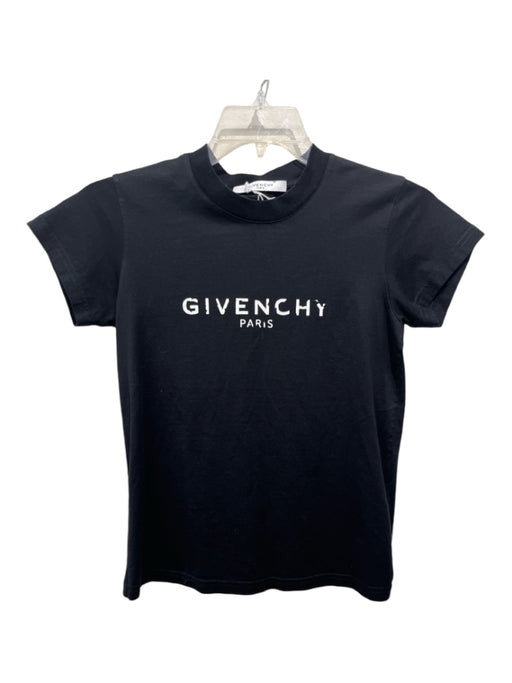 Givenchy Size XS Black & White Missing Fabric Tag Logo Print Top Black & White / XS