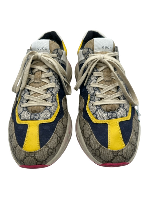 Gucci Shoe Size 9.5 AS IS Tan & Multi Canvas Guccissima Sneaker Men's Shoes 9.5