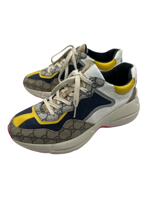 Gucci Shoe Size 9.5 AS IS Tan & Multi Canvas Guccissima Sneaker Men's Shoes 9.5