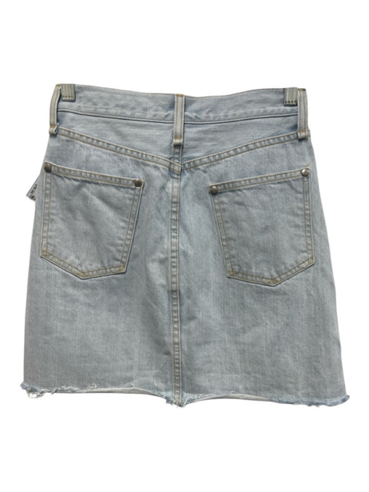 Rag & Bone Size 24 Light Wash Cotton Denim Zip Fly Raw Hem Mini Skirt Light Wash / 24