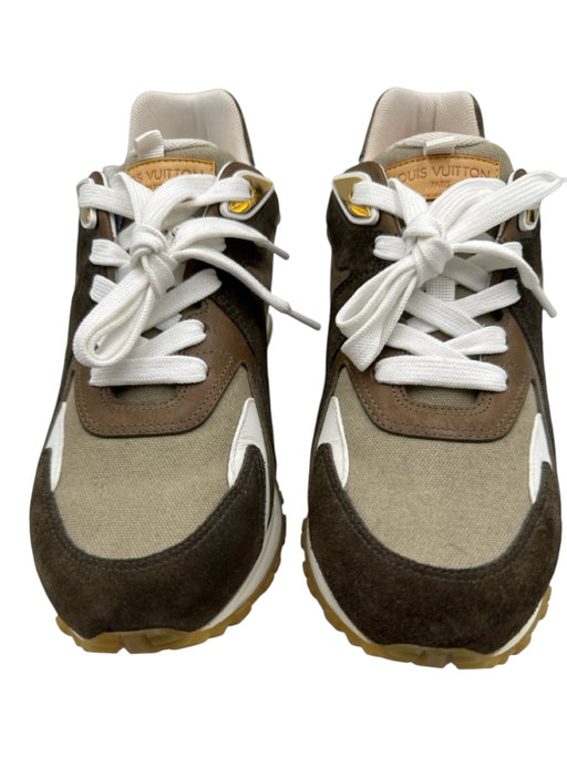 Louis Vuitton Shoe Size 36.5 Brown, Gray, White Suede & Canvas Laces Sneakers Brown, Gray, White / 36.5