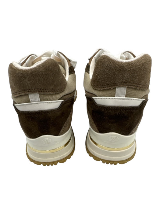 Louis Vuitton Shoe Size 36.5 Brown, Gray, White Suede & Canvas Laces Sneakers Brown, Gray, White / 36.5