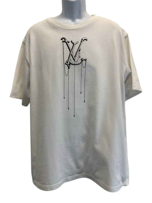 Louis Vuitton Size XXL White & Black Cotton logo T shirt Crew Men's Short Sleeve White & Black / XXL