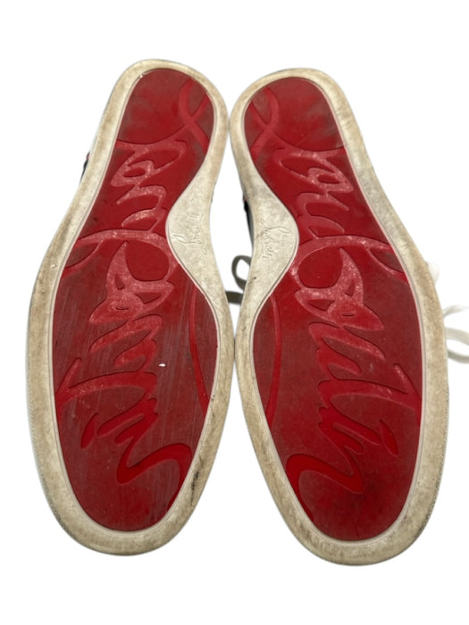 Christian Louboutin Shoe Size 44 White & Orange Leather Solid Sneaker Shoes White & Orange / 44