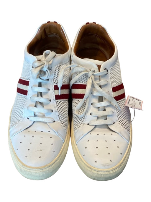 Bally Shoe Size 10.5 White & Red Leather Holes Sneaker Men's Shoes 10.5