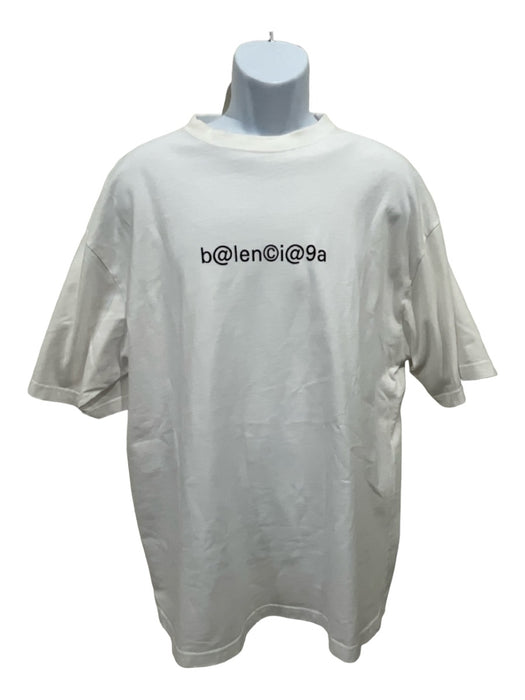 Balenciaga Size L White & Black Cotton logo T Shirt Men's Short Sleeve L