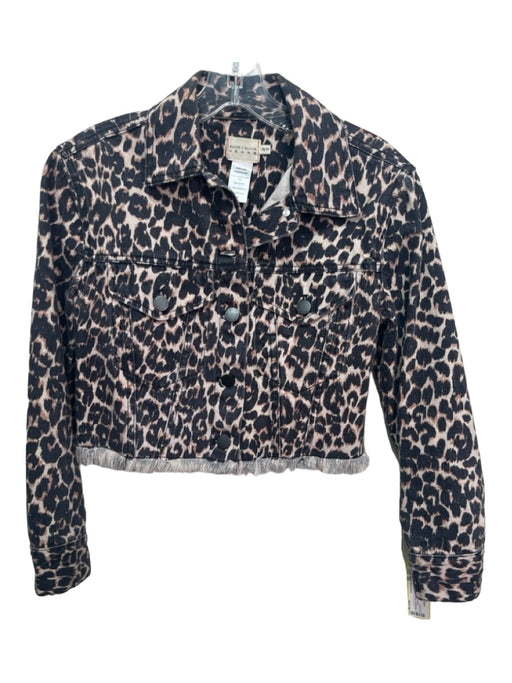 Alice + Olivia Jeans Size XS Beige, Brown, Black Cotton Denim Cropped Jacket Beige, Brown, Black / XS