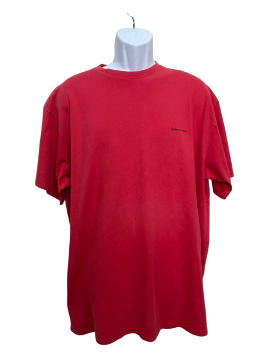 Balenciaga AS IS Size L Red Cotton logo Men's Short Sleeve Shirt L