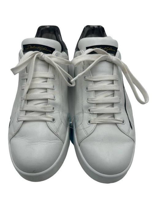 Dolce & Gabbana Shoe Size 10 White & Gray Leather Solid Two Tone Sneaker Shoes 10