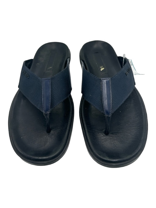 Prada Shoe Size 9 AS IS Navy Leather Solid Men's Sandals 9