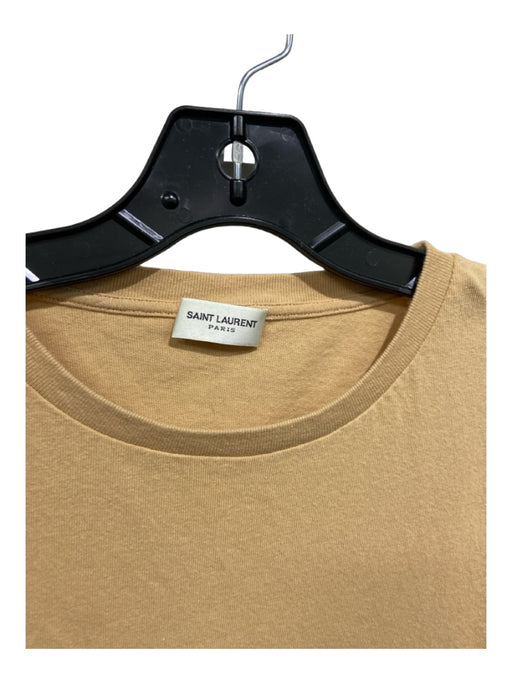 Saint Laurent Size Est S Tan Short Sleeve T Shirt Graphic Detail Top Tan / Est S