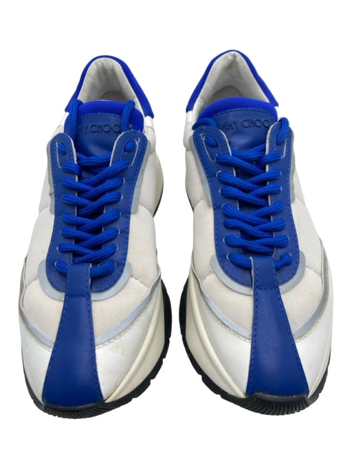 Jimmy Choo Shoe Size 39 White & Blue Leather Lace Up Low Top Platform Sneakers White & Blue / 39