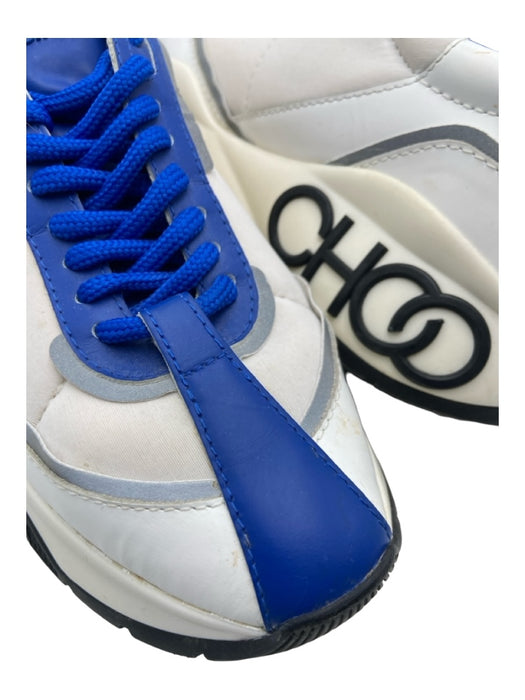 Jimmy Choo Shoe Size 39 White & Blue Leather Lace Up Low Top Platform Sneakers White & Blue / 39