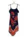 Moulinette Soeurs Size S Navy & Orange Silk Off Shoulder Flowers Midi Dress Navy & Orange / S