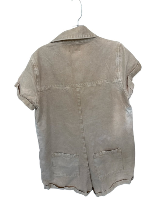 Show Me Your Mumu Size Large Beige Cotton Buttons Pockets Collared Romper Beige / Large