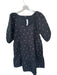 Madewell Size L Black & Pink Cotton Quilted babydoll Mini Flowers Dress Black & Pink / L