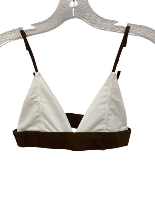 Everieswim Size M/L White & Brown Nylon Blend Bikini Color Block Swimsuit White & Brown / M/L