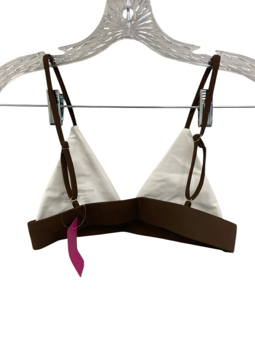 Everieswim Size M/L White & Brown Nylon Blend Bikini Color Block Swimsuit White & Brown / M/L