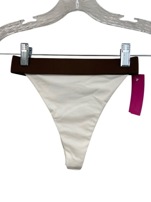 Everieswim Size M/L White & Brown Nylon Blend Bikini Color Block Swimsuit White & Brown / M/L