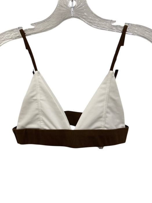 Everieswim Size S/M White & Brown Nylon Blend Bikini Color Block Swimsuit White & Brown / S/M