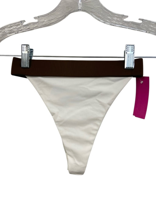 Everieswim Size S/M White & Brown Nylon Blend Bikini Color Block Swimsuit White & Brown / S/M