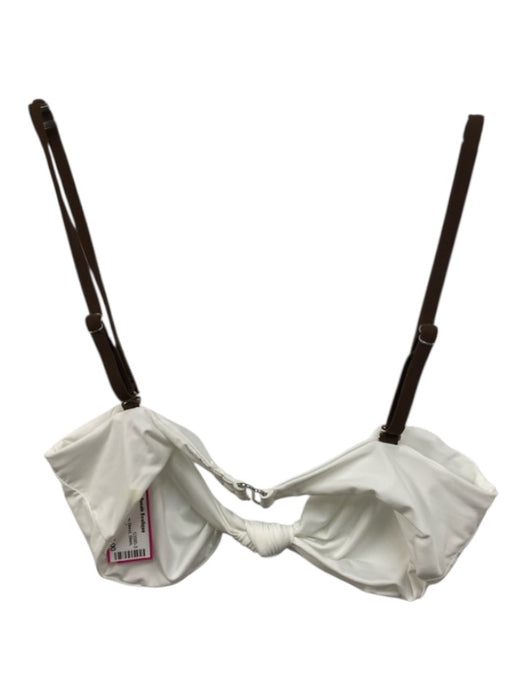 Everieswim Size S/M White & Brown Nylon Blend Bikini Color Block Twist Swimsuit White & Brown / S/M
