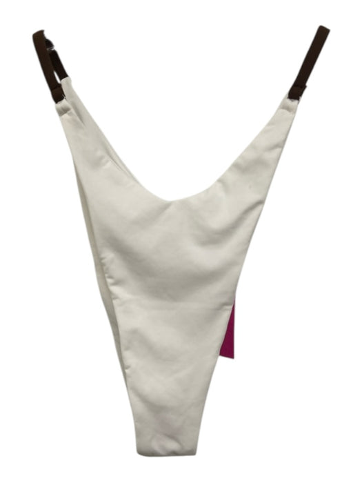 Everieswim Size S/M White & Brown Nylon Blend Bikini Color Block Twist Swimsuit White & Brown / S/M