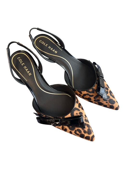 Cole Haan Shoe Size 6 1/2 Leopard Print Fabric Slingbacks Kitten Heel Shoes Leopard Print / 6 1/2